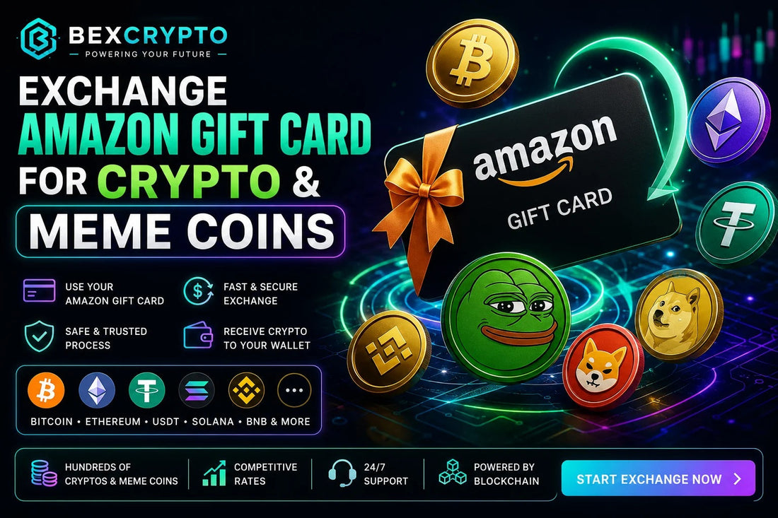 Exchange Amazon gift cards for crypto and meme coins with Bexcrypto