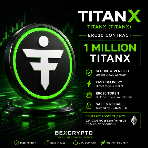 1 Million TitanX (TITANX) ERC20 Contract by BEXCRYPTO featuring the TitanX token on the Ethereum network with secure wallet delivery and verified ERC20 contract.