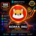 Premium BEXCRYPTO product image for 100 Koma Inu (KOMA) BEP20 contract featuring the Koma Inu token, BNB Smart Chain support, secure crypto delivery, and official BEP20 contract address.