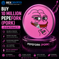 10 Million PepeFork (PORK) ERC20 Contract product image by BEXCRYPTO featuring a premium neon pink PepeFork coin with secure blockchain mining contract design and instant digital delivery.