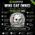 BEXCRYPTO 10 Million Wiki Cat (WKC) Mining Contract product image featuring the Wiki Cat logo, secure cryptocurrency mining contract, 10,000,000 WKC contract size, and digital mining services.