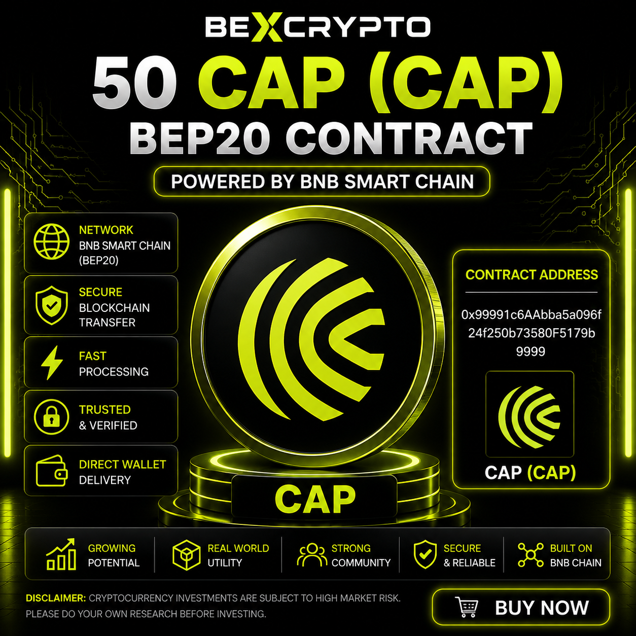 50 Cap CAP BEP20 cryptocurrency contract on BNB Smart Chain
