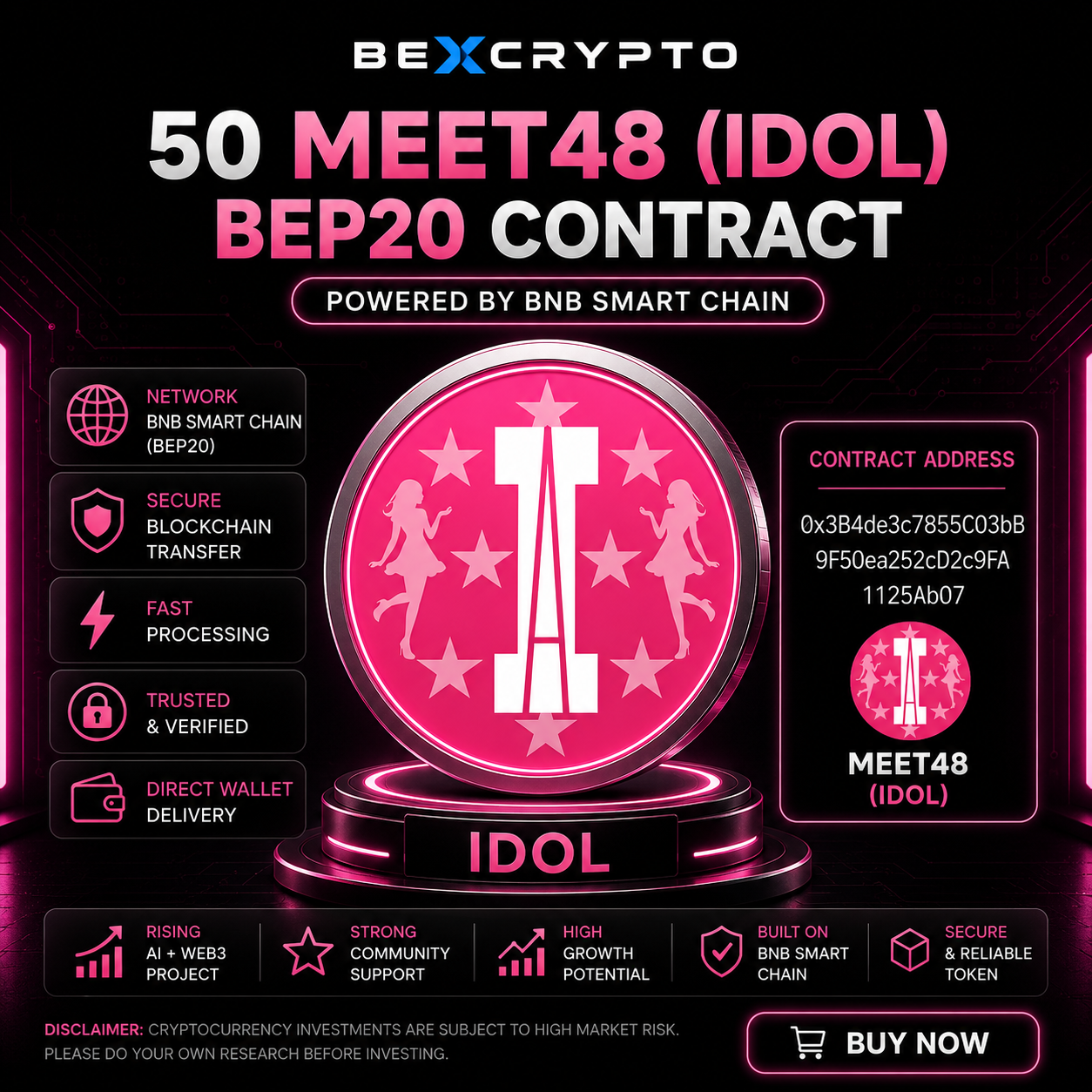 50 MEET48 IDOL BEP20 cryptocurrency contract on BNB Smart Chain
