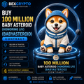 BEXCRYPTO Buy 100 Million Baby Asteroid (Honoring Liv) (BABYASTEROID) Contract product image featuring a Shiba Inu puppy mascot in a space suit, secure BEP20 blockchain contract, instant delivery, 24/7 customer support, and AI-powered crypto mining infrastructure.