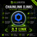 BEXCRYPTO 0.2 Chainlink (LINK) Mining Contract product image featuring the Chainlink logo, secure blockchain mining contract, fast activation, 24-hour processing, and dedicated customer support.