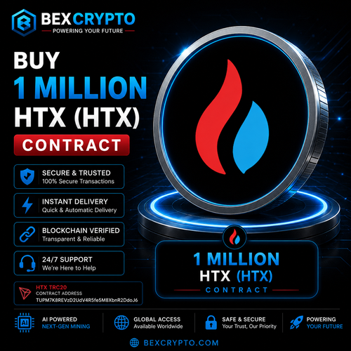 BEXCRYPTO 1 Million HTX (HTX) Cloud Mining Contract featuring the HTX token with secure blockchain mining, HTX TRC20 support, instant delivery, AI-powered mining technology, and 24/7 customer support.