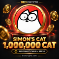 Bexcrypto product image featuring Simon’s Cat token logo, 1,000,000 CAT, and BNB Smart Chain BEP20 branding