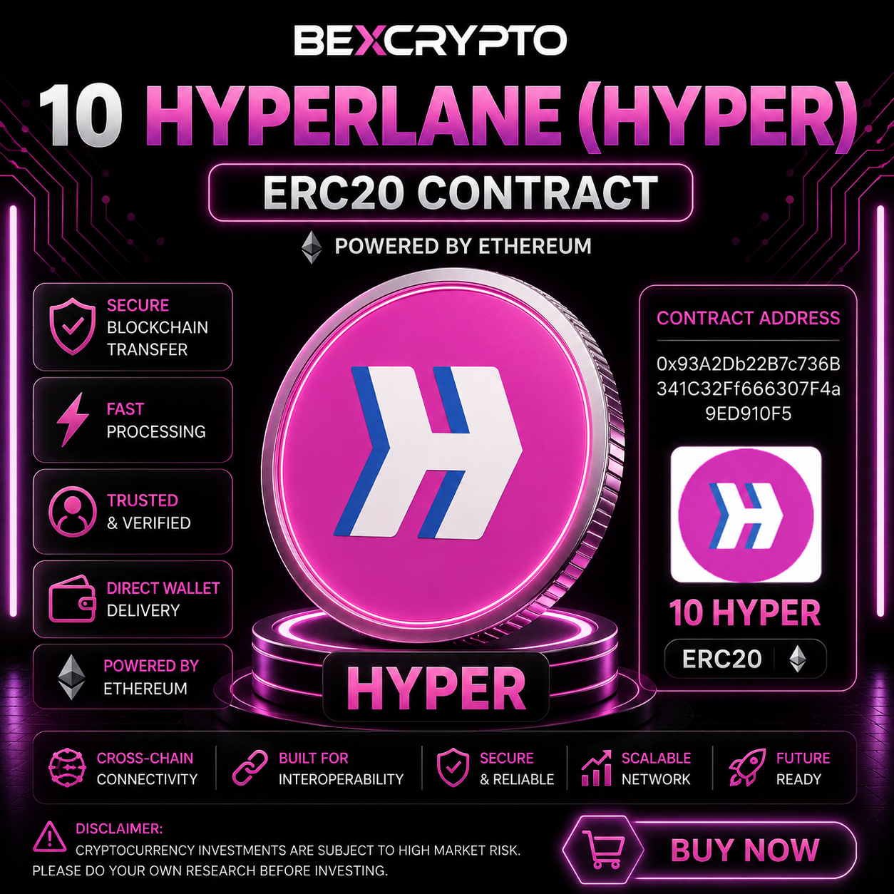 10 Hyperlane HYPER ERC20 contract secure cryptocurrency transfer on Ethereum by Bexcrypto
