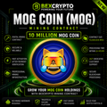 BEXCRYPTO 10 Million Mog Coin (MOG) digital mining contract with secure cloud mining infrastructure and MOG coin branding.