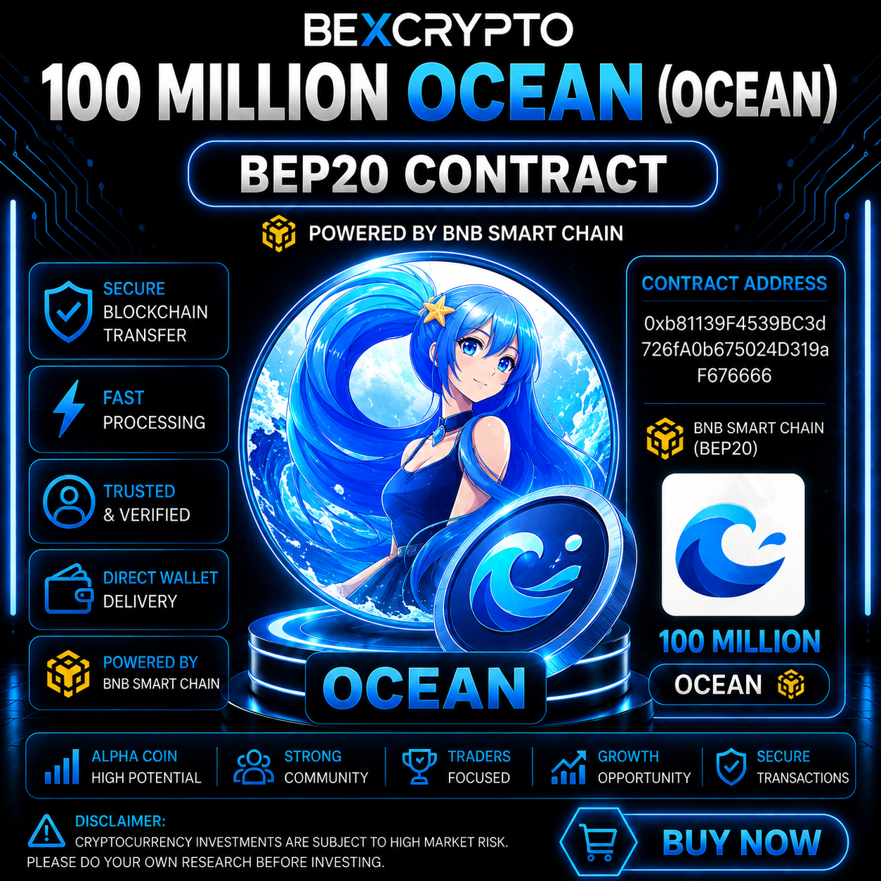 Bexcrypto 100 Million OCEAN oceanbnb.vip OCEAN contract on BNB Smart Chain BEP20