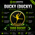 BEXCRYPTO 1000 Ducky (DUCKY) cloud mining contract featuring the DUCKY coin with a futuristic blockchain mining design.