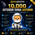 BEXCRYPTO 10,000 Asteroid Shiba (ASTEROID) cloud mining contract featuring a Shiba astronaut mascot with futuristic blockchain and space-themed design.