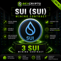 BEXCRYPTO 3 SUI (SUI) Mining Contract product image featuring a secure digital cryptocurrency mining contract with fast activation, blockchain processing, and dedicated customer support.