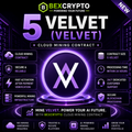 BEXCRYPTO 5 Velvet (VELVET) AI cloud mining contract product image featuring futuristic blockchain technology and premium digital asset branding.